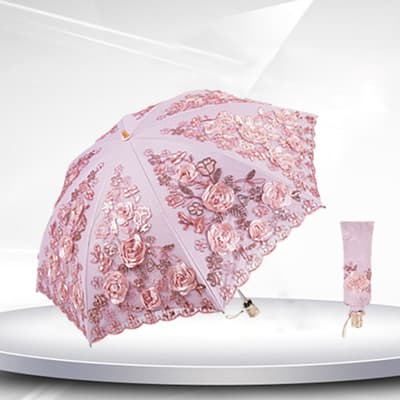 蕾絲刺繡二折傘太陽傘